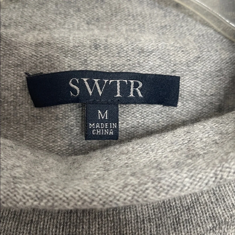 SWTR Gray Fine Wool & Cashmere Mock Neck Fair Isle Sweater Size Medium